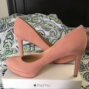 BLUSH PINK SUEDE IVANKA TRUMP HEELS